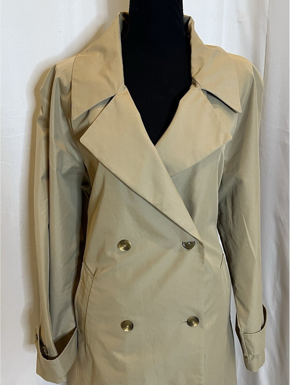 NWT GAP Women's Classic Belted Trench Coat Khaki Tan Double Breasted Size XL - Picture 4 of 9